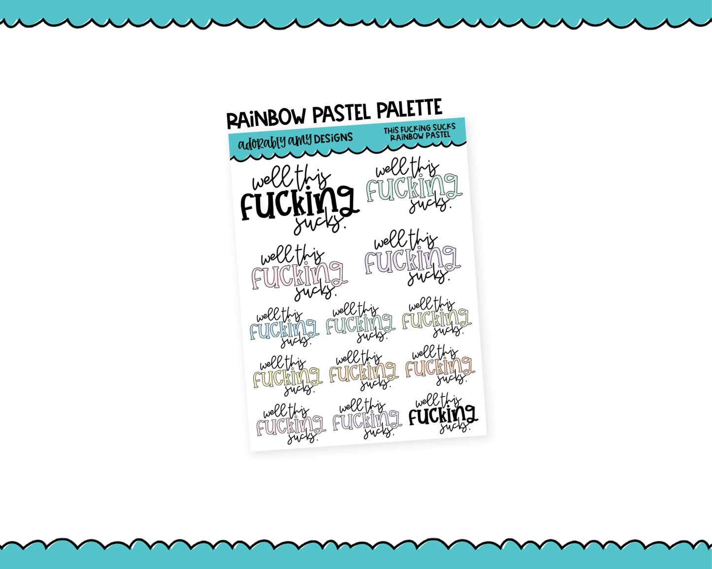 Rainbow or Black Well This Fucking Sucks Snarky Typography Planner Stickers for any Planner or Insert