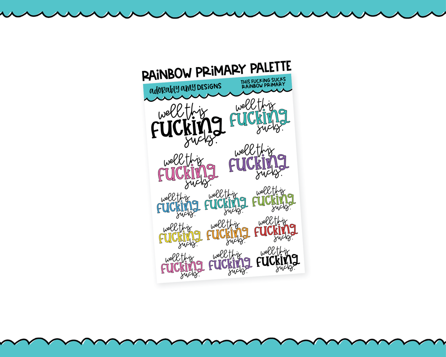 Rainbow or Black Well This Fucking Sucks Snarky Typography Planner Stickers for any Planner or Insert