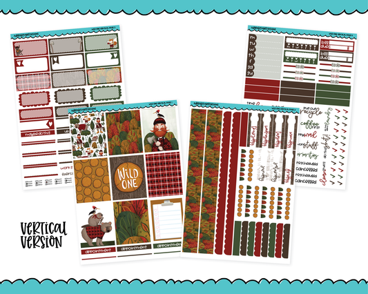 Vertical Wild One Fall Lumberjack Themed Planner Sticker Kit for Vertical Standard Size Planners or Inserts