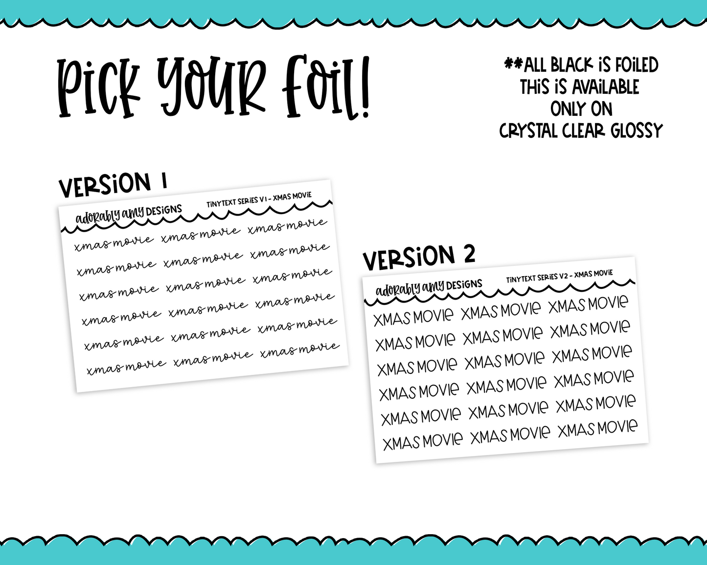 Foiled Tiny Text Series - Christmas Movie Checklist Size Planner Stickers for any Planner or Insert