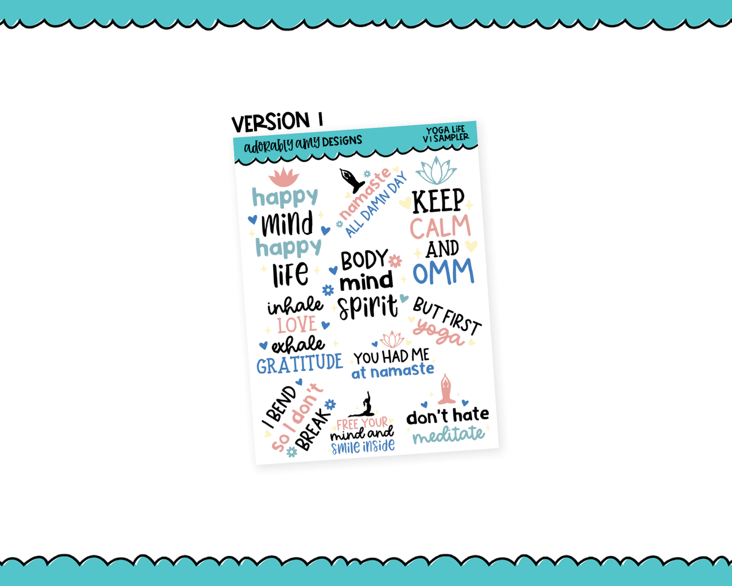 Yoga Life Quote Samplers V1, V2 and V3 Planner Stickers for any Planner or Insert