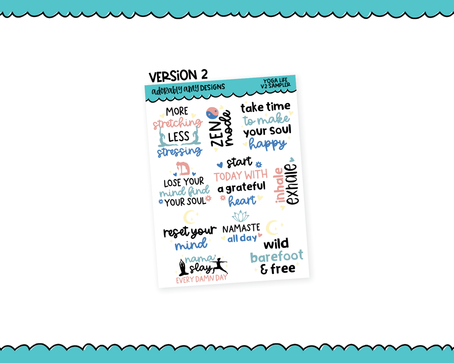 Yoga Life Quote Samplers V1, V2 and V3 Planner Stickers for any Planner or Insert