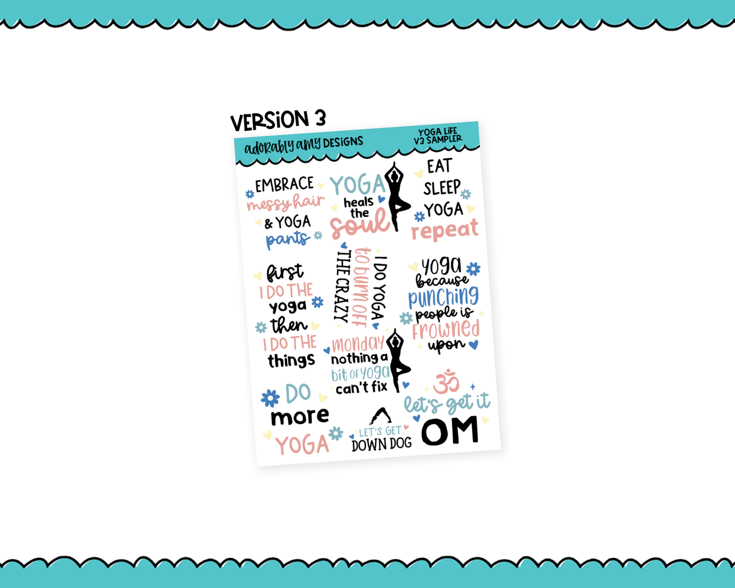 Yoga Life Quote Samplers V1, V2 and V3 Planner Stickers for any Planner or Insert