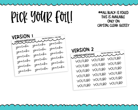 Foiled Tiny Text Series - You Tube Checklist Size Planner Stickers for any Planner or Insert