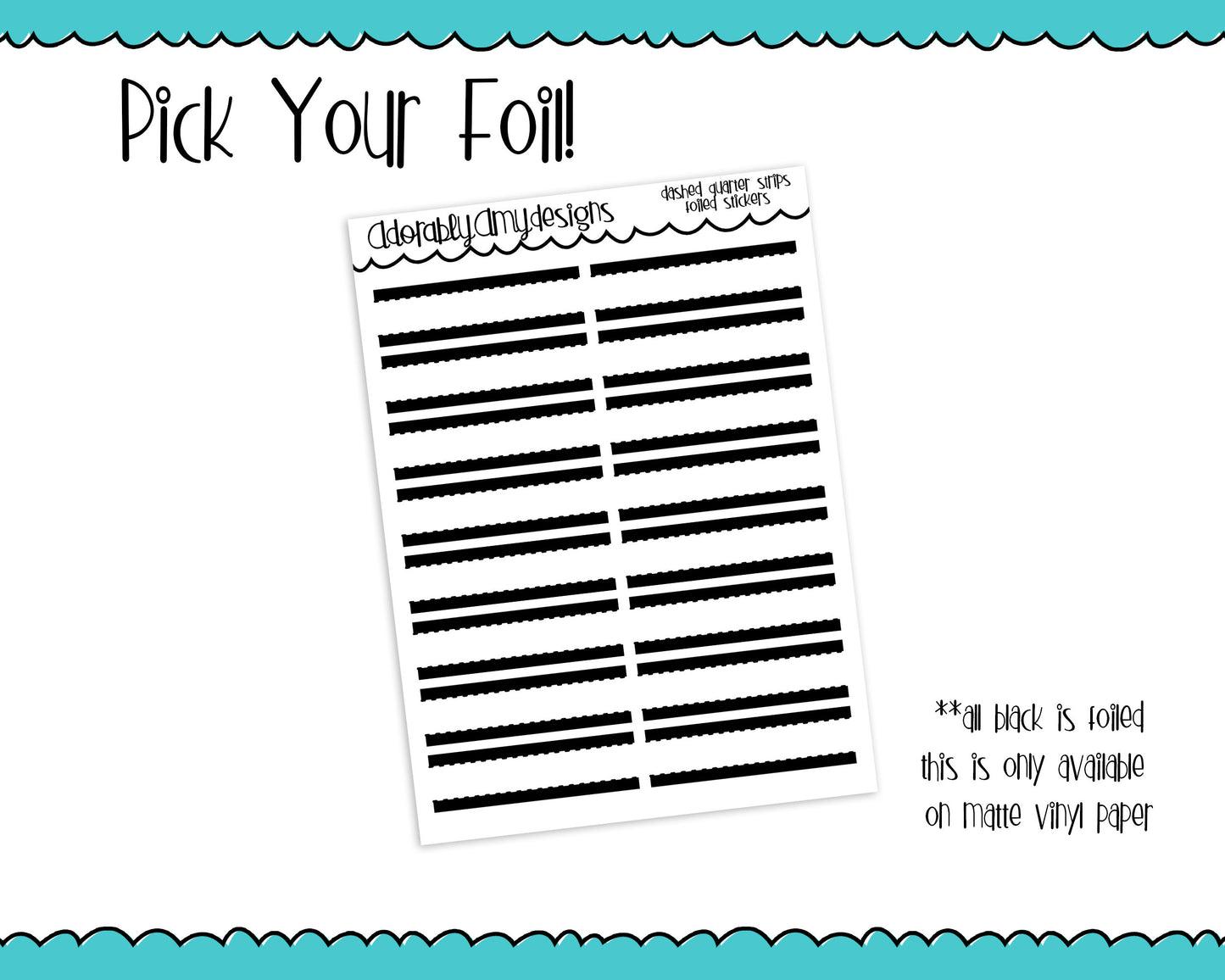 Foiled Dashed Quarter Box Reminder Planner Stickers for any Planner or Insert - Adorably Amy Designs