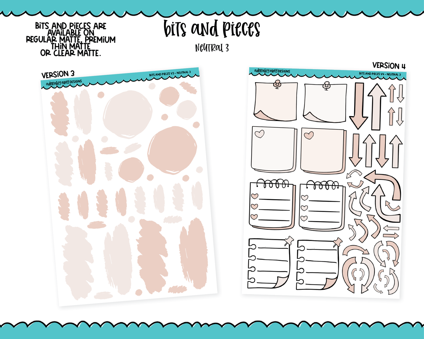 Bits & Pieces V3 & V4- Fun Kit Addons for Any Planner in 13 different Color Schemes
