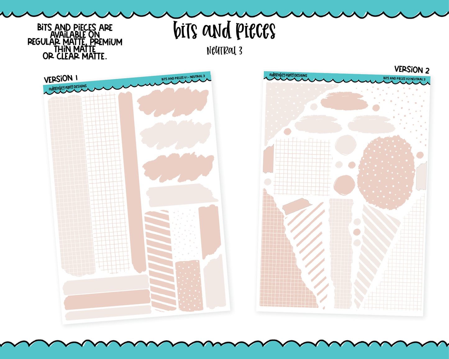 Bits & Pieces V1 & V2- Fun Kit Addons for Any Planner in 13 different Color Schemes