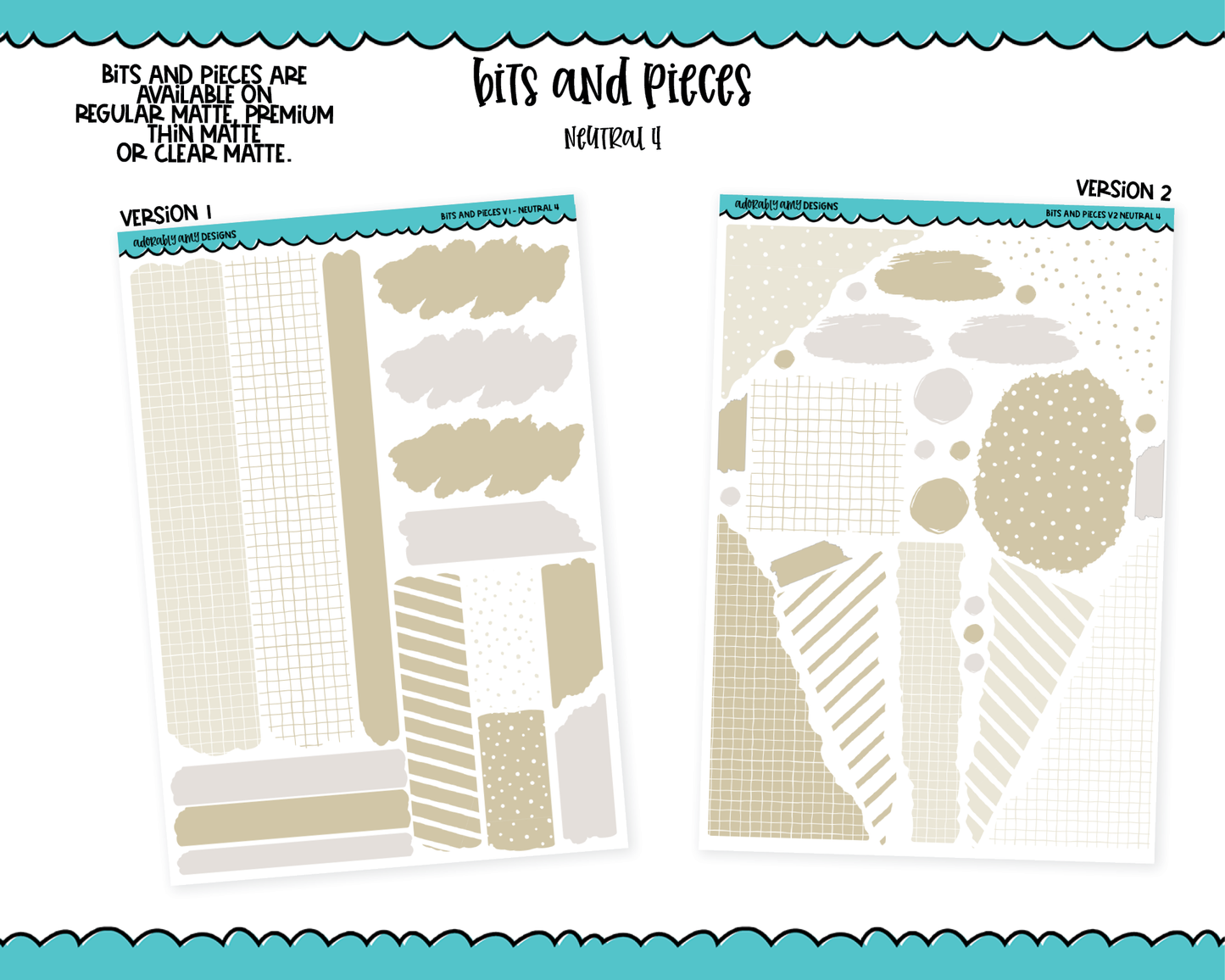 Bits & Pieces V1 & V2- Fun Kit Addons for Any Planner in 13 different Color Schemes