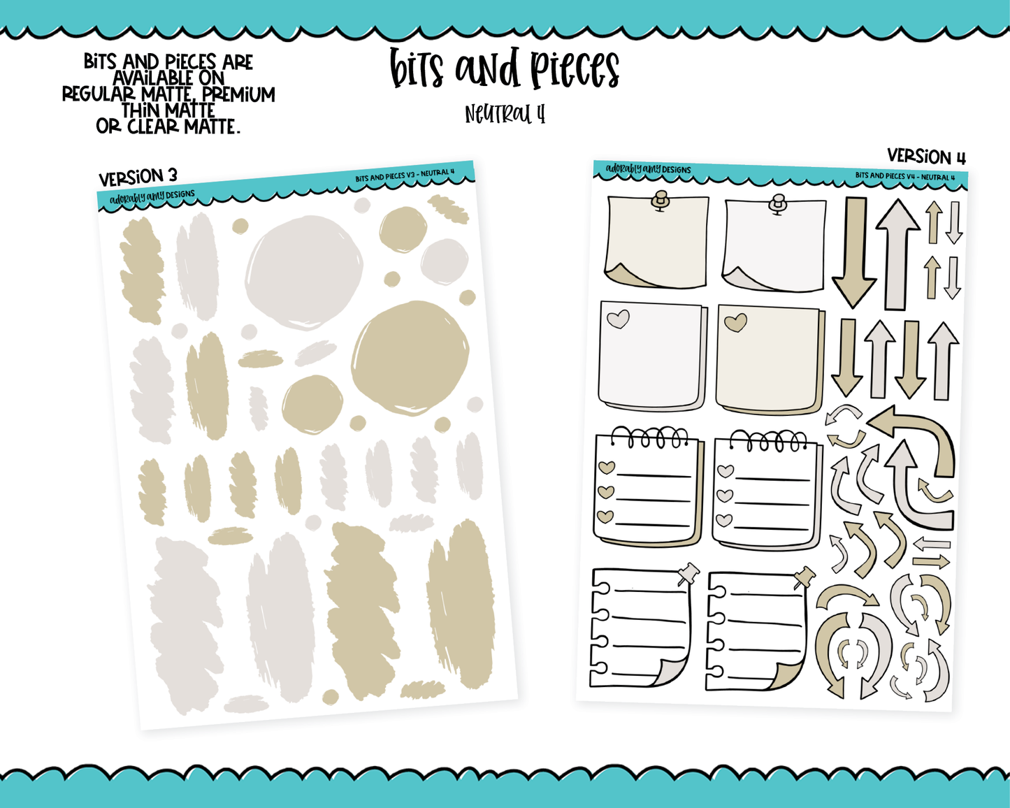 Bits & Pieces V3 & V4- Fun Kit Addons for Any Planner in 13 different Color Schemes