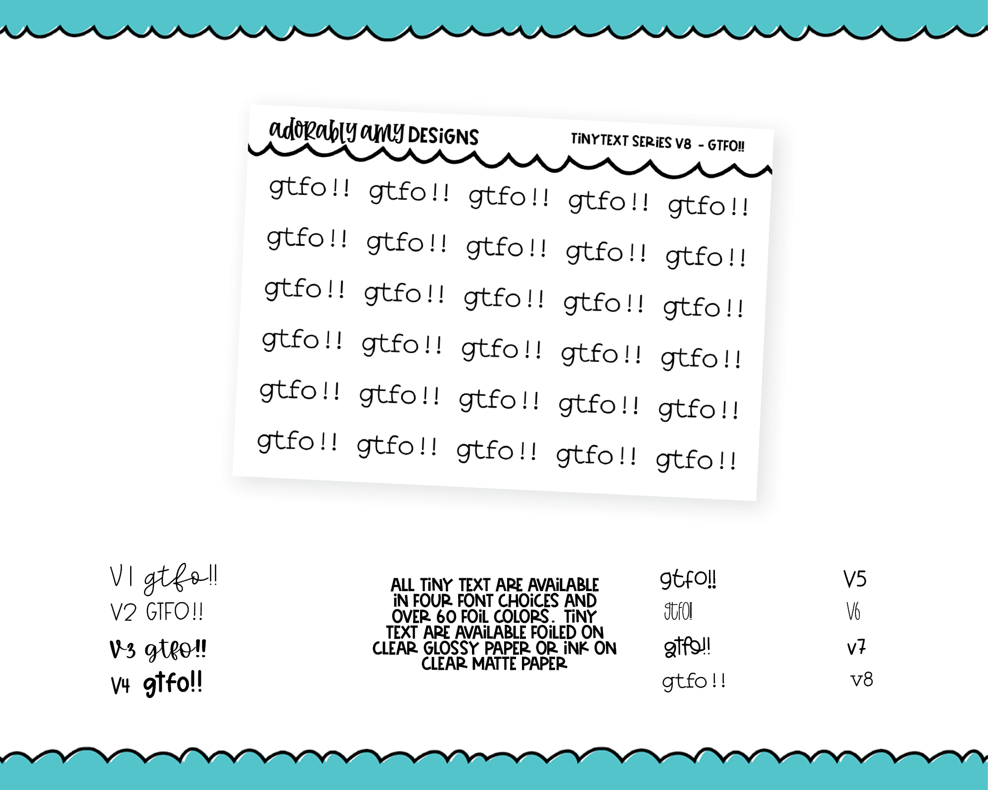 Foiled Tiny Text Series - GTFO Checklist Size Planner Stickers for any ...