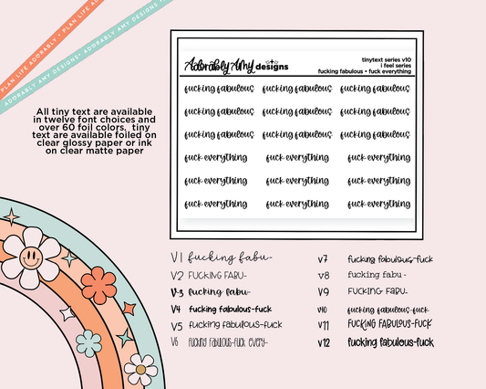 Foiled Tiny Text Series - Feelings Series - Fucking Fabulous & Fuck Everything Checklist Size Planner Stickers for any Planner or Insert