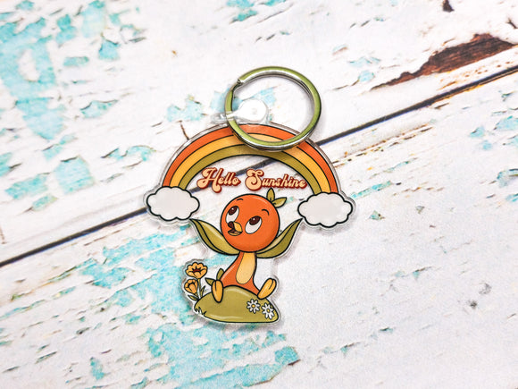 Hello Sunshine Orange Bird Keychain