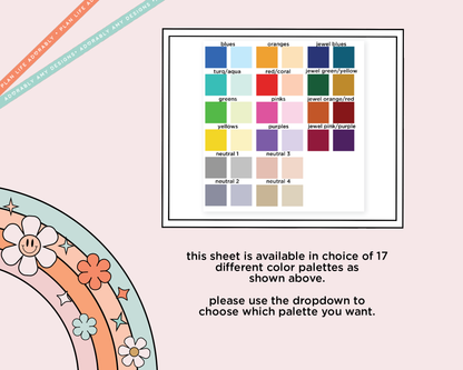 2026 Fonts Black or Rainbow Alphabet Stickers Deco Typography Sampler Planner Stickers