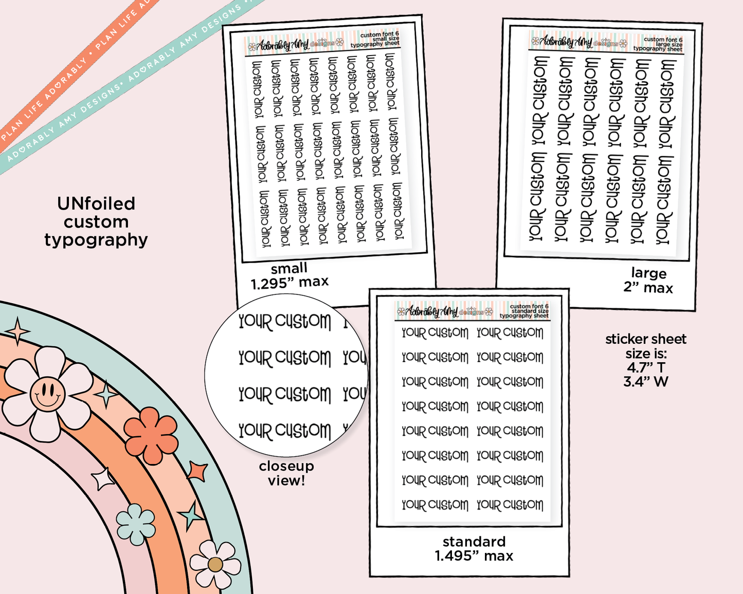 Custom Typography Sticker Reminder Planner Stickers for any Planner or Insert