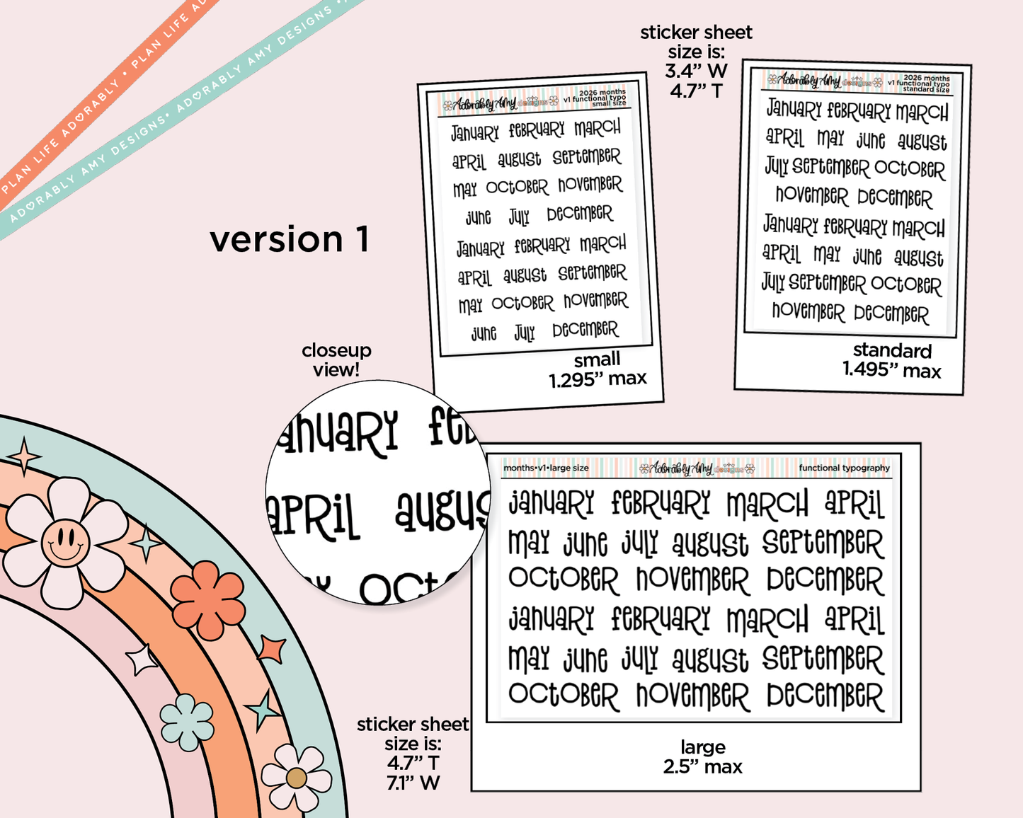Months of the Year 2026 Planner Stickers for any Planner or Insert