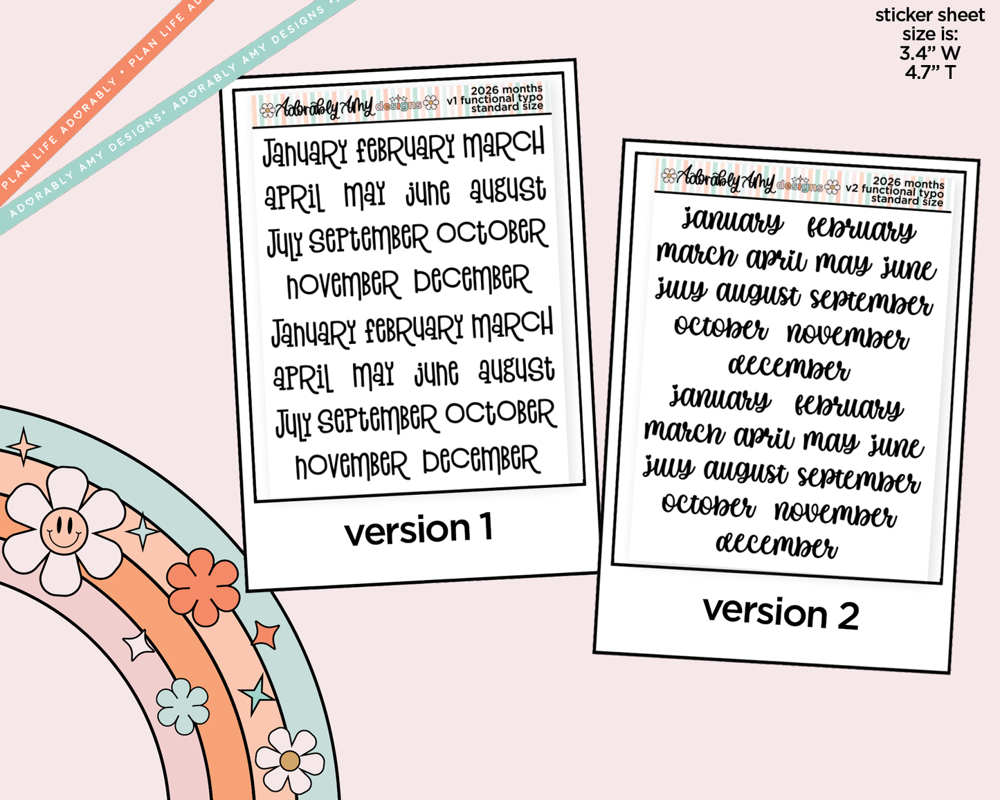 Months of the Year 2026 Planner Stickers for any Planner or Insert