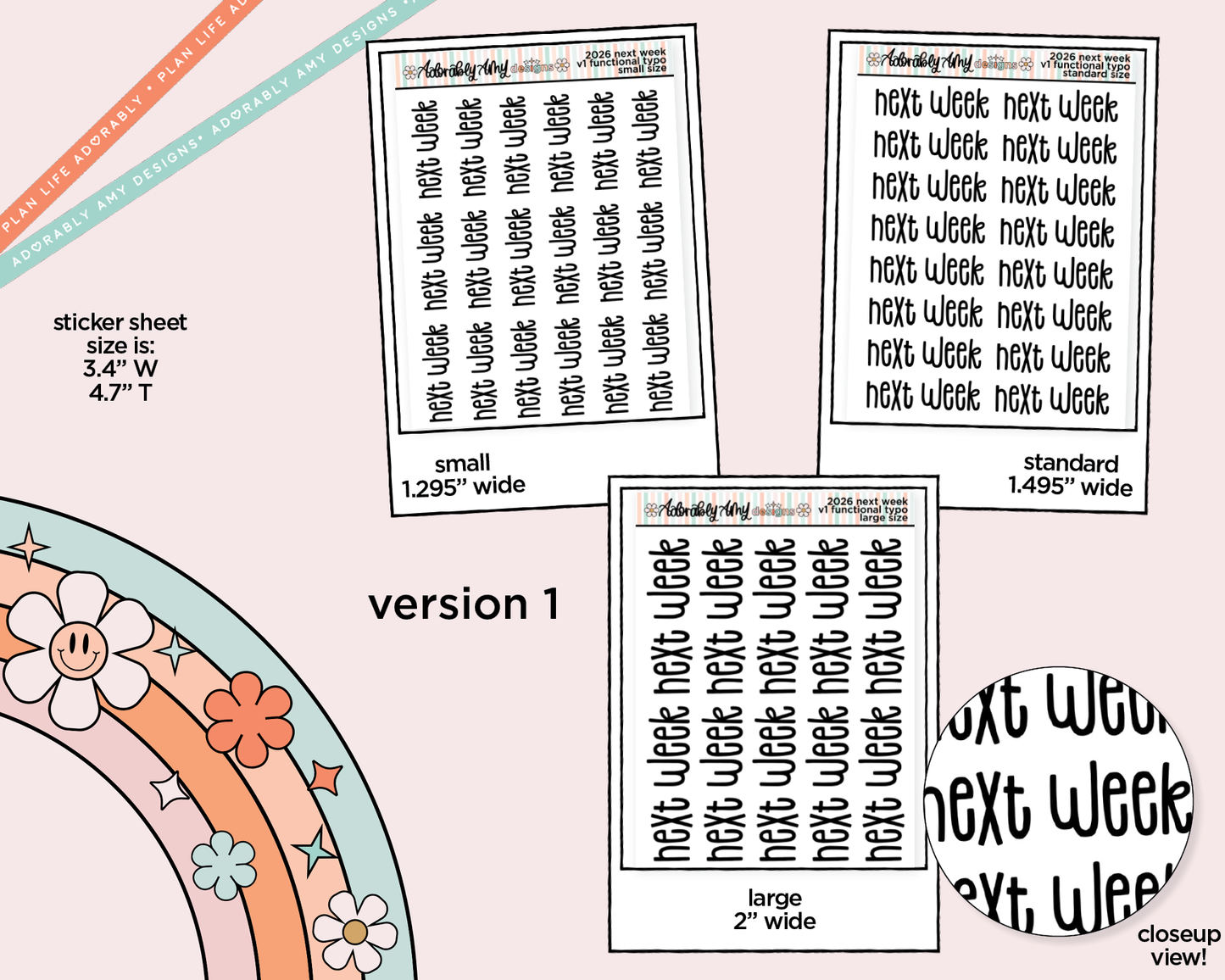 Next Week 2026 Planner Stickers for any Planner or Insert