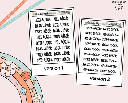 Next Week 2026 Planner Stickers for any Planner or Insert