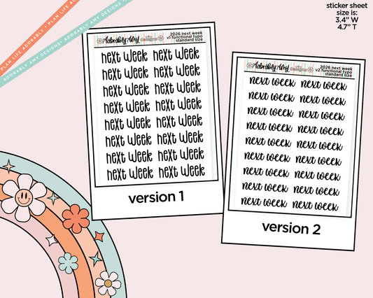 Next Week 2026 Planner Stickers for any Planner or Insert