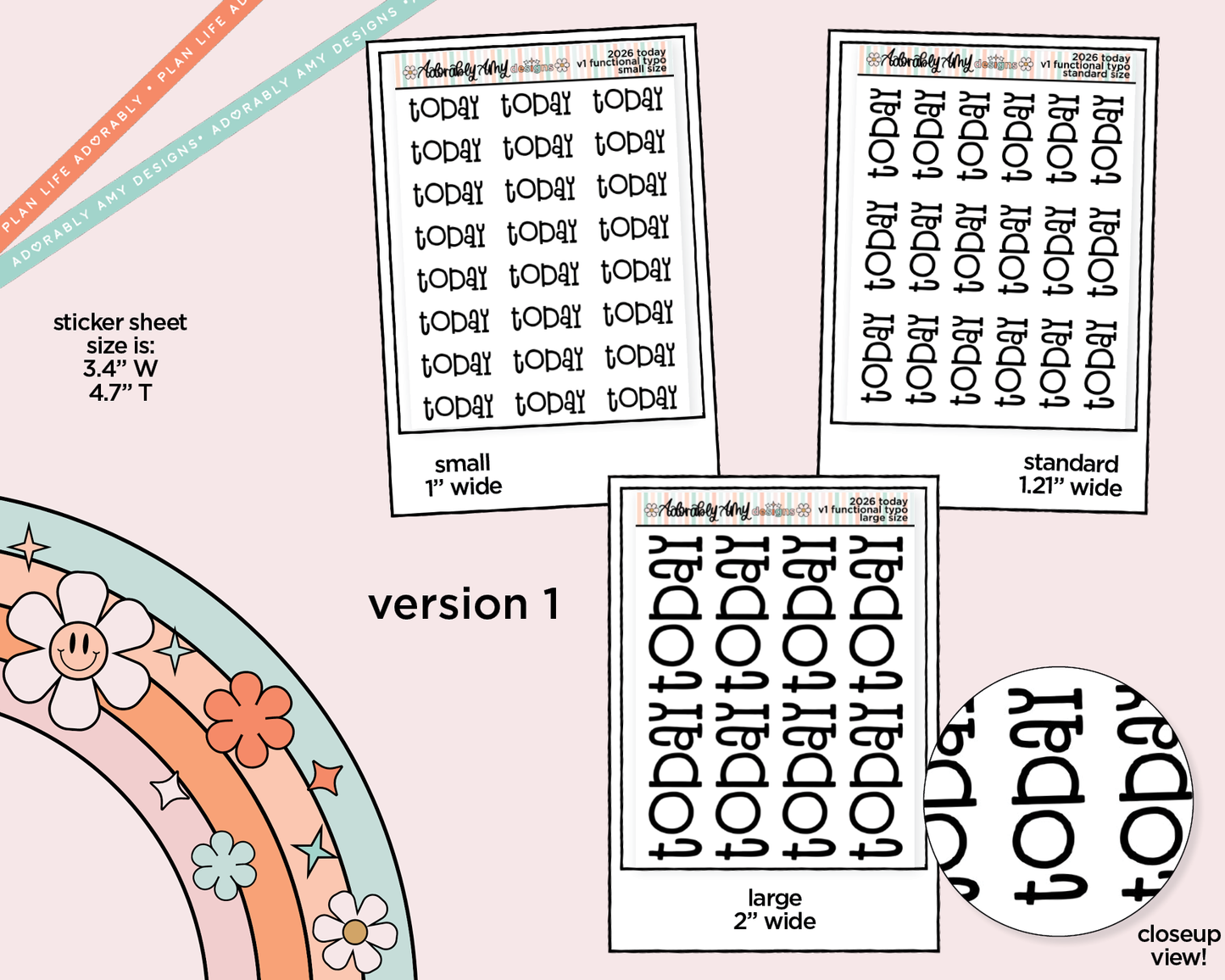 Today 2026 Planner Stickers for any Planner or Insert
