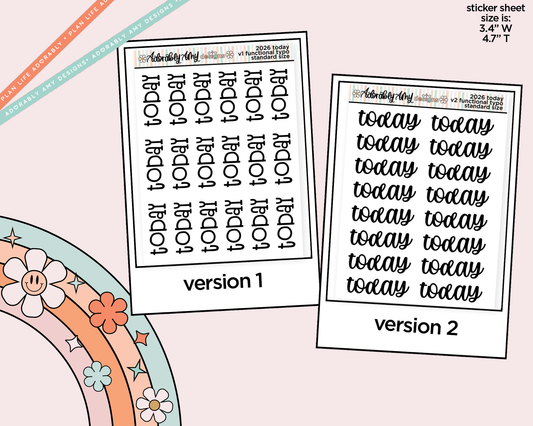 Today 2026 Planner Stickers for any Planner or Insert