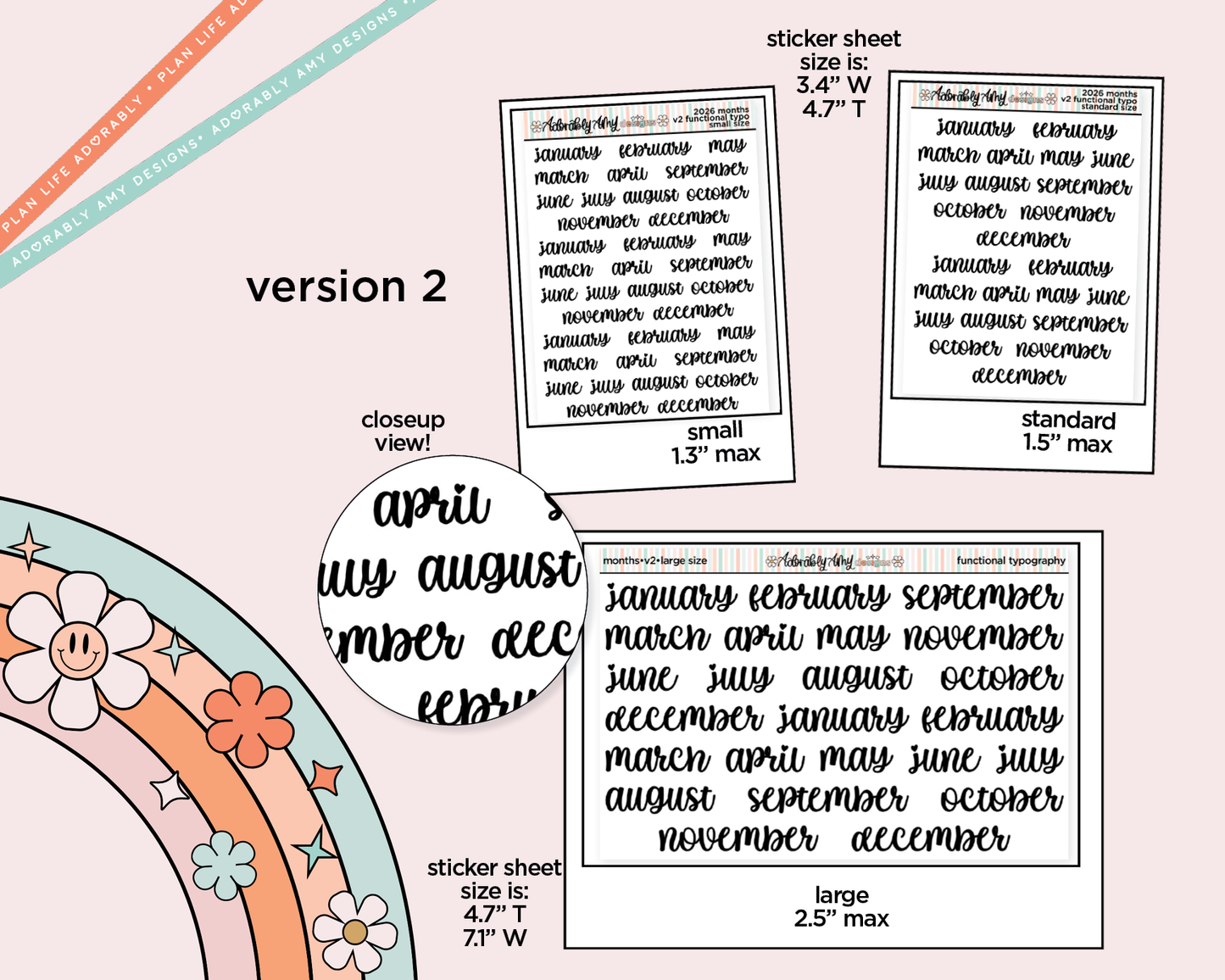Months of the Year 2026 Planner Stickers for any Planner or Insert