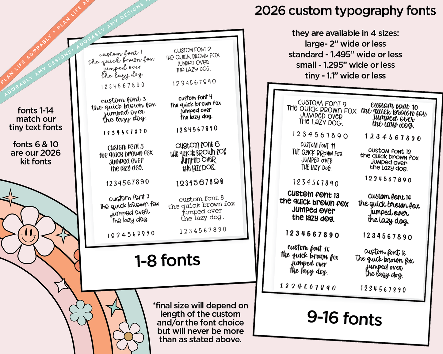 Custom Typography Sticker Reminder Planner Stickers for any Planner or Insert