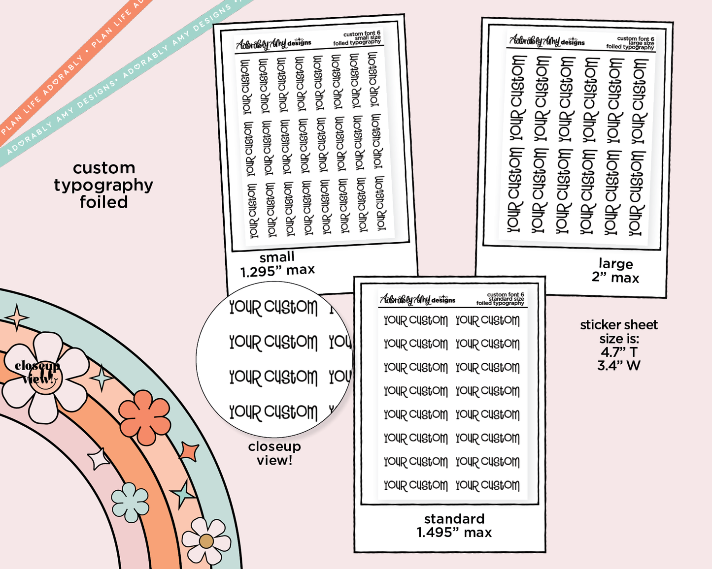 Foiled Custom Word/Phrase Stickers Planner Stickers for any Planner or Insert