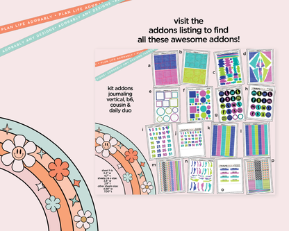 Vertical 70's Peace & Love Weekly Sticker Kit for Vertical Standard Size Planners or Insert