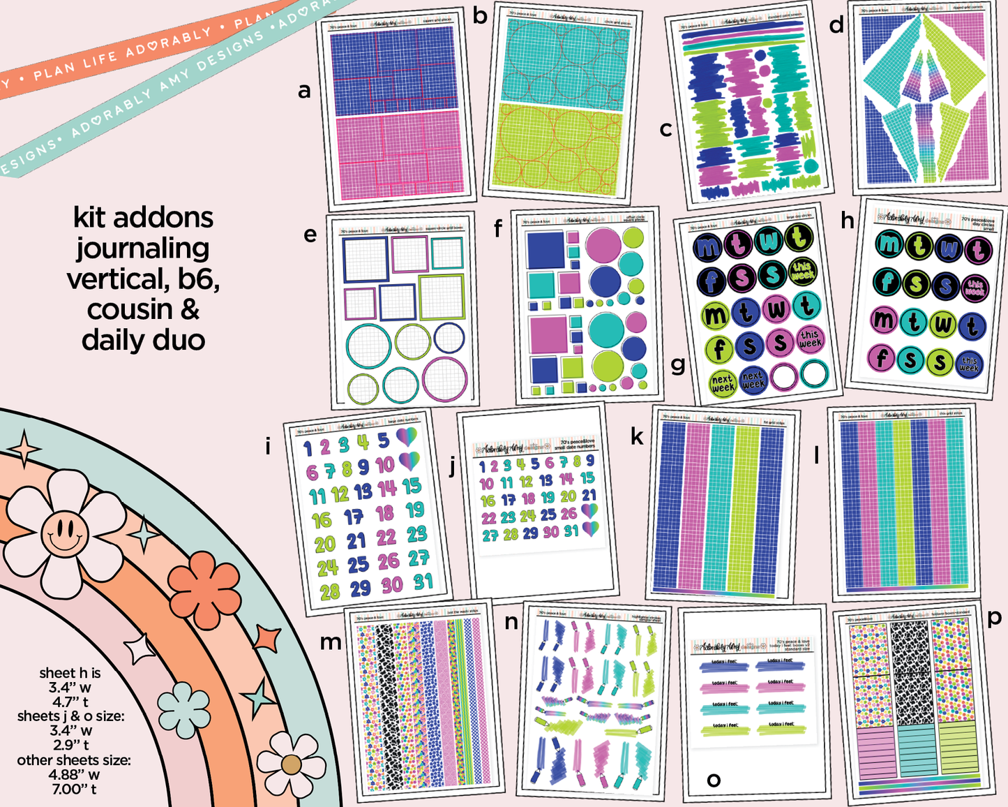 70's Peace & Love Weekly Kit Addons - All Sizes - Strips, Smears and More!