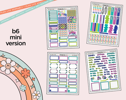 Mini B6 70's Peace & Love Planner Sticker Kit sized for ANY Vertical Insert