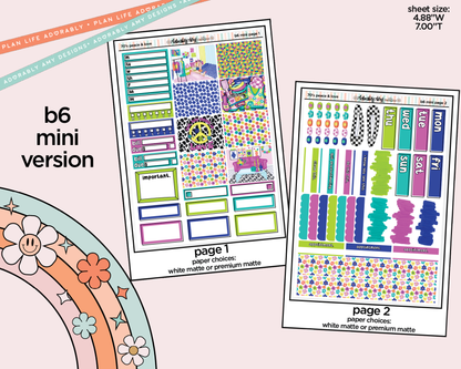 Mini B6 70's Peace & Love Planner Sticker Kit sized for ANY Vertical Insert