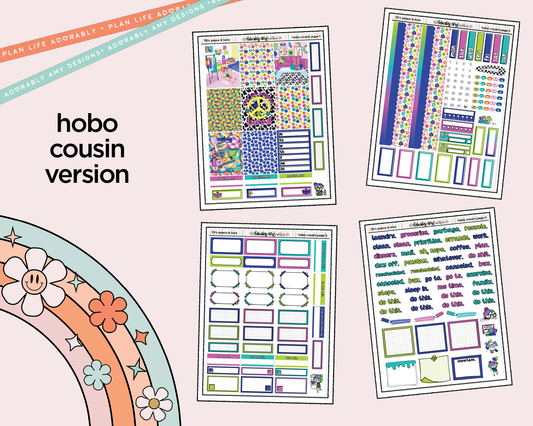 Hobonichi Cousin Weekly 70's Peace & Love Planner Sticker Kit for Hobo Cousin or Similar Planners