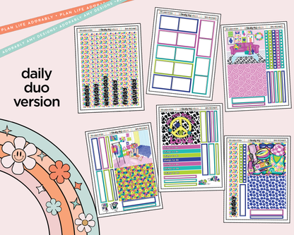 Daily Duo 70's Peace & Love Weekly Planner Sticker Kit for Daily Duo Planner