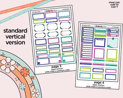 Vertical 70's Peace & Love Weekly Sticker Kit for Vertical Standard Size Planners or Insert