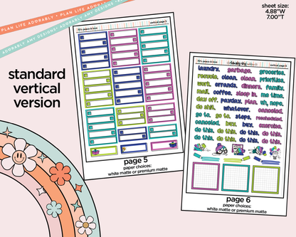 Vertical 70's Peace & Love Weekly Sticker Kit for Vertical Standard Size Planners or Insert