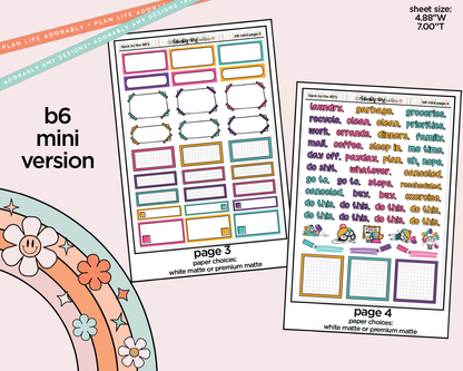 Mini B6 Back to the 80's Planner Sticker Kit sized for ANY Vertical Insert