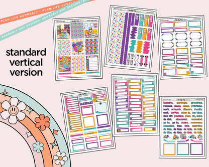 Vertical Back to the 80's Weekly Sticker Kit for Vertical Standard Size Planners or Insert