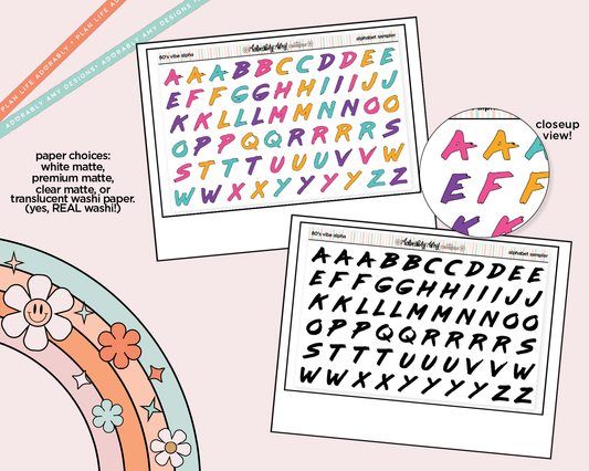 80's Vibe Alphabet Stickers Deco Typography Sampler Planner Stickers