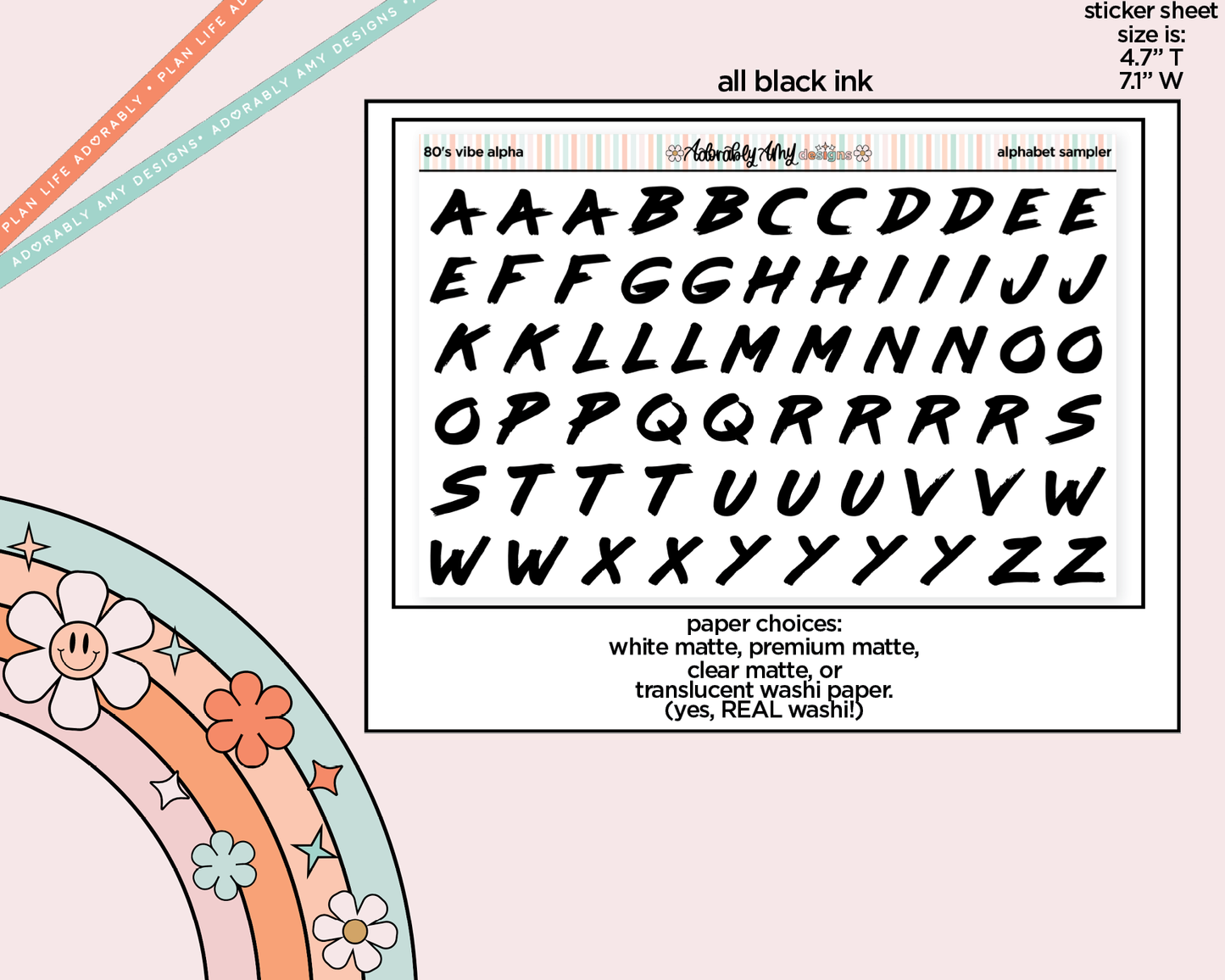 80's Vibe Alphabet Stickers Deco Typography Sampler Planner Stickers