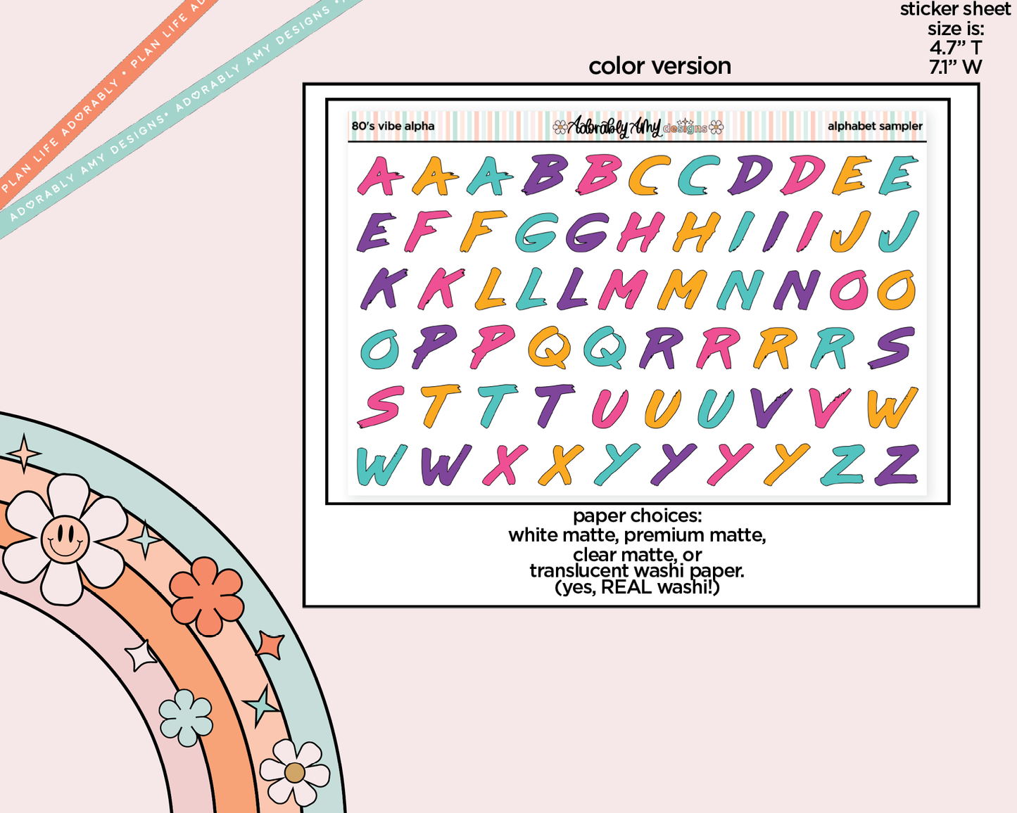 80's Vibe Alphabet Stickers Deco Typography Sampler Planner Stickers