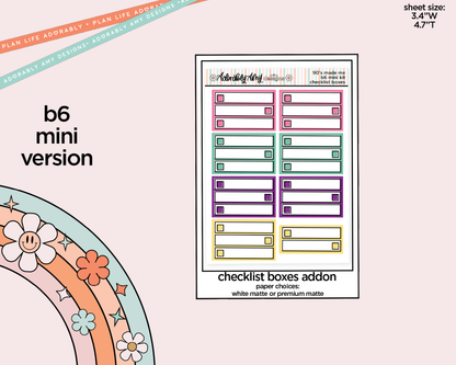 Mini B6 90's Made Me Planner Sticker Kit sized for ANY Vertical Insert