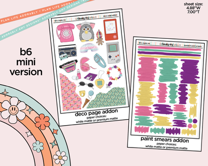 Mini B6 90's Made Me Planner Sticker Kit sized for ANY Vertical Insert