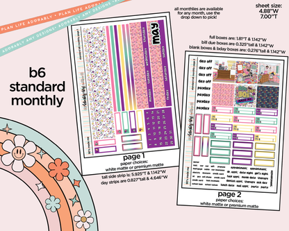 Mini B6 90's Made Me Planner Sticker Kit sized for ANY Vertical Insert