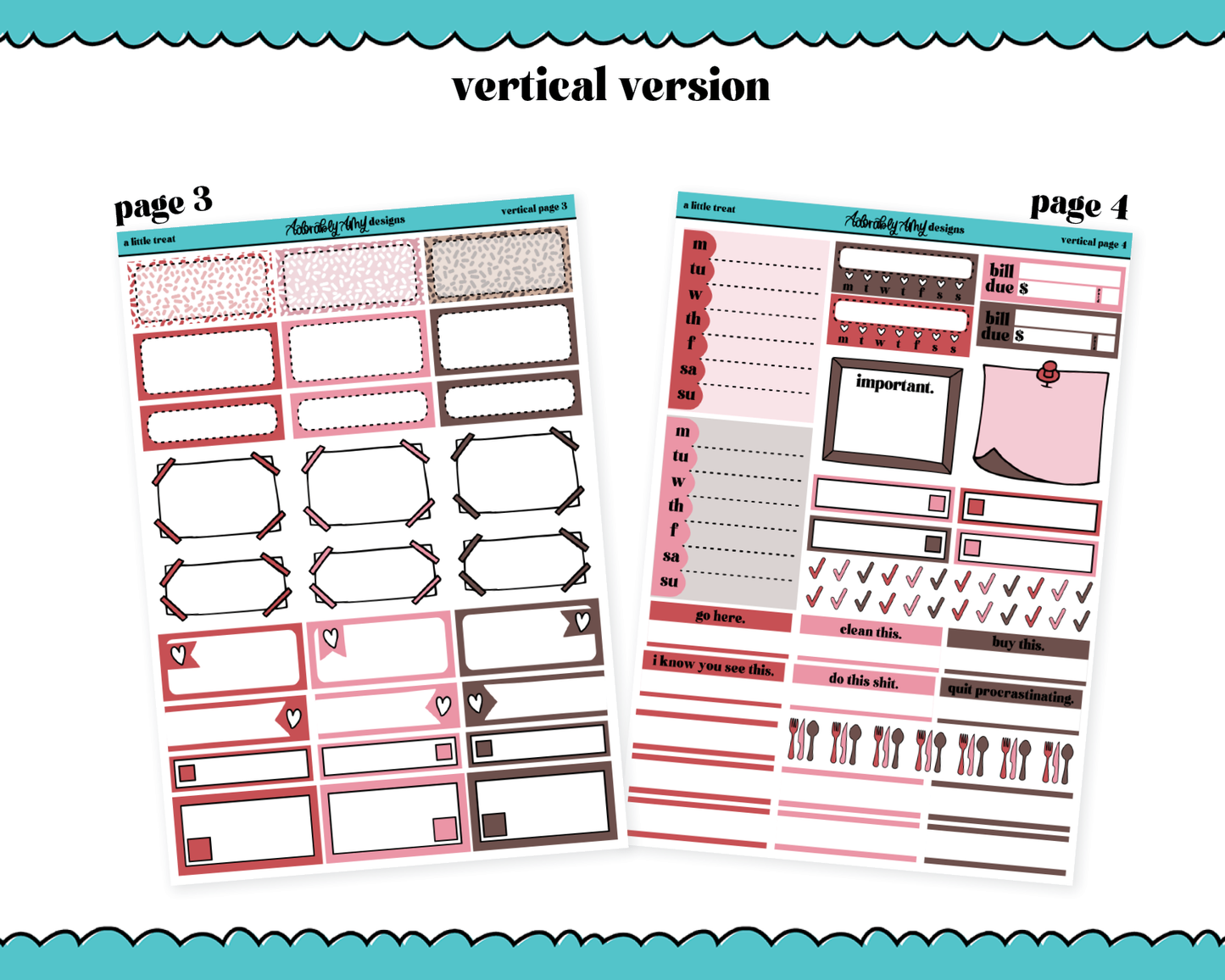Vertical A Little Treat Planner Sticker Kit for Vertical Standard Size Planners or Inserts