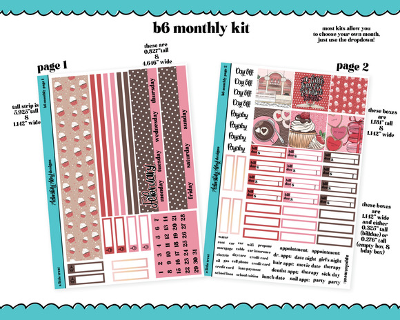 Standard B6 Monthly Pick Your Month A Little Treat Planner Sticker Kit for some B6 Planners