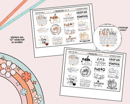 All the Fall Vibes Deco Typography Sampler Planner Stickers