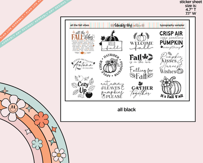 All the Fall Vibes Deco Typography Sampler Planner Stickers