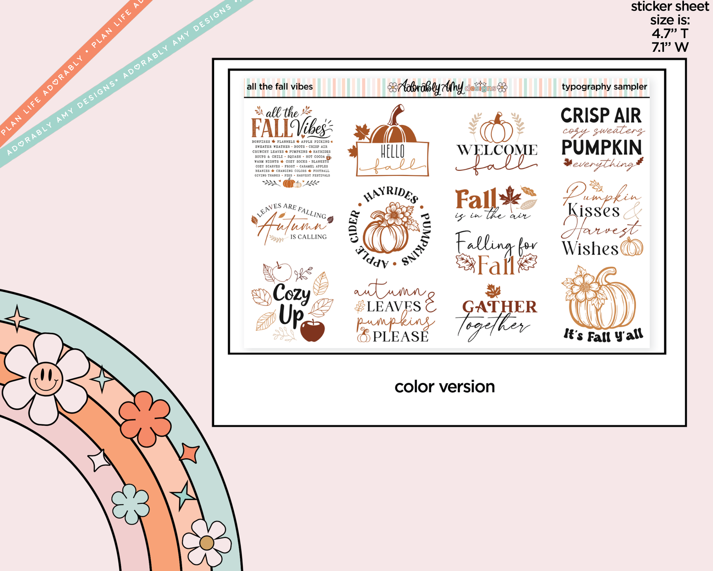 All the Fall Vibes Deco Typography Sampler Planner Stickers