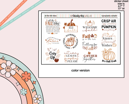 All the Fall Vibes Deco Typography Sampler Planner Stickers
